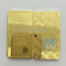 5pcs Non Magnetic Swiss Credit real gold plated ingot 50 mm x 28 mm bar with different serial laser number decoration coin 2024 - buy cheap