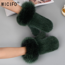 Women mink fur thickening Winter Gloves Fashion Warm fox fur Thicken Elegant Leather High quality  Fur Wrist Warm Women's Leathe 2024 - buy cheap