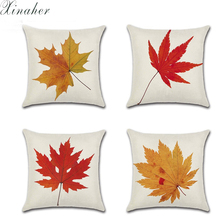 45x45cm Cotton Linen Cushion Cover Red Maple Leaves Printing Pillow Case Almofada For Sofa Luxury Cojines 2024 - buy cheap