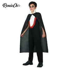 Reneecho 2019, recién llegado, disfraz de Halloween para niños, disfraz de vampiro negro para niños, conjunto de capa y mono de Cosplay de Anime para niños 2024 - compra barato