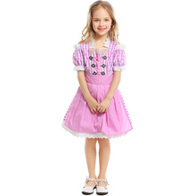 New High Quality German Beer Pink Maid Costume for Kid Girls Oktoberfest Dirndl Dress Plaid Bow Child Halloween Party Outfit 2024 - buy cheap