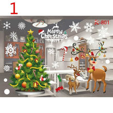 2019 рождественские украшения, наклейки на окно и стекло, Счастливого Рождества, Санта-Клаус, снег, ПВХ съемные наклейки на стену, рождественские домашние наклейки 2024 - купить недорого