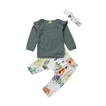 Citgeett, ropa Floral para niña recién nacida, mono verde, mono, pantalón, conjunto informal de otoño 2024 - compra barato