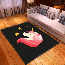 Alfombra de unicornio de dibujos animados para decoración de habitación de niños, alfombras para gatear, regalo para Franela suave y sala de estar 2024 - compra barato