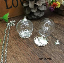 Free ship! 20sets/lot 20*15mm diy clear glass globe silver lace base glass globes set glass vial pendant glass cover round ball 2024 - buy cheap