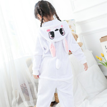 Conjunto de pijamas de flanela para crianças, pijama infantil de coelho rosa, azul, desenho de animal, cosplay com capuz, kigurumi 2024 - compre barato