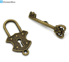 Doreen Box Lovely Antique Bronze Key& Lock Toggle Clasps Findings 24x13mm, 23x8mm, sold per lot of 30 sets (B15909) 2024 - buy cheap