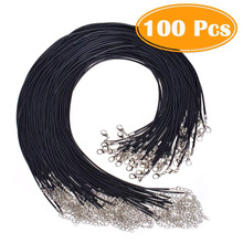 100 Pcs 2.0mm Black Waxed Necklace Cord Bulk with Clasp for Jewelry Making AN88 2024 - buy cheap