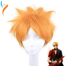 Kurosaki Ichigo-Peluca de cabello sintético para hombre y niño, cabellera corta y esponjosa en capas, resistente al calor, con gorro 2024 - compra barato