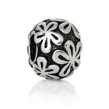 DoreenBeads Zinc Alloy European Style Large Hole Charm Beads Round Antique Silver Color Flower Pattern About 12mm x 9mm, 2 PCs 2024 - buy cheap