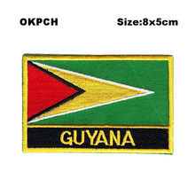 Guyana Square Shape Flag Iron on patches Orzen embroidery patch custom Stickers for clothes 2024 - купить недорого