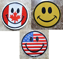 Smiley face American United States flag Canada smile retro Iron On Patches, sew on patch,Appliques, Made of Cloth,100% Quality 2024 - buy cheap