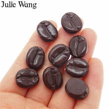Julie wang 20 pçs resina imitar grãos de café chocolate encantos comida flatback cabochão lodo jóias fazendo acessório decoração 2024 - compre barato