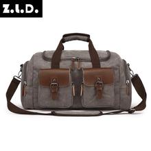 Z.L.D. Men's canvas leather travel bag high quality luggage bag large capacity Duffel bag handbag travel handbag big weekend bag 2024 - buy cheap