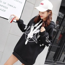 2019 Women Hoodies Harajuku Hoodie Rabbit Printed Gothic Punk Oversize Velvet Long Sleeve Women Winter Ouewear female Hoodies 2024 - buy cheap