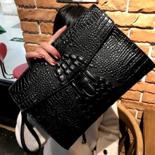 New 2018 Women Crocodile Messenger Bag Leather Envelope Bag Small Shoulder Bag For Female Vintage Satchels Clutch Handbag 2024 - buy cheap