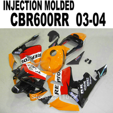 Новый набор обтекателей для Honda CBR600RR 03 04 оранжевые черные Обтекатели CBR600RR 2003 2004 AT53 2024 - купить недорого