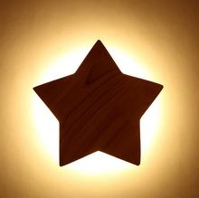 Lámpara de pared minimalista moderna, lámpara de madera con diseño de estrella, nórdico, creatividad, dormitorio, guardarropa, habitación, lámpara de pared LED 2024 - compra barato