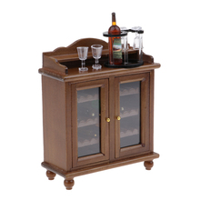 Handcrafts 1/12 Miniature Wood Wine Cabinet & Wine Rack & Wine Glass Set Dollhouse Decor White Color 2024 - compre barato