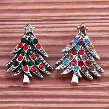 10pcs/lot 2019 New Snap Jewelry Rhinestone Christmas tree Metal 18mm Snap Buttons Fit DIY Leather Snap Bracelet Necklace 2024 - buy cheap