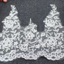 YACKALASI 5 yardas/lote vestido de novia encaje blanco 3D flor bordada apliques novia fajas festoneado costura borde 31 CM 2024 - compra barato