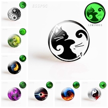 5pcs/set  Yin Yang Tai Chi Luminous Glass Convex Dome 25 MM DIY Round Bead DIY Jewelry Handmade 2024 - buy cheap