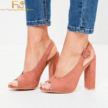 FSJ Women Shoes Ladies Pumps  Salmon Pink Slingback  Chunky Heel Sandals 2020 Spring Autumn Plus Size 11 12 13 2024 - buy cheap