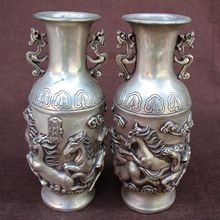 Rare Qing Dynasty QianLong(1726---1796) Silver vase,Horse, a pair, free shipping 2024 - buy cheap