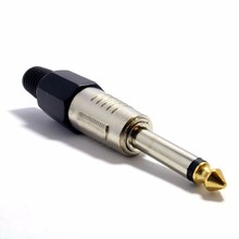 Audio de ponta dourada 6.35mm 1/4 polegadas pro, macho de metal, soquete mono conector, ponta de solda para alívio de tensão 2024 - compre barato