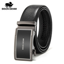 BISON DENIM Male Men's Belt Genuine Leather Strap Luxury Brand High Quality Automatic Buckle Belts for Men Belts N71462 2024 - buy cheap