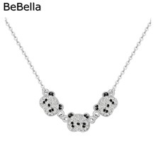 BeBella-Colgante de cadena con cristales checos para niñas, collar con abalorios de 3 pandas, regalo de Navidad 2024 - compra barato