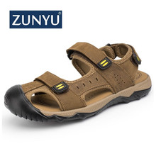 ZUNYU 2019 New Fashion Summer Outdoor Beach Breathable Men Sandals Genuine Leather Men's Sandal Man Causal Shoes Plus Size 38-48 2024 - buy cheap