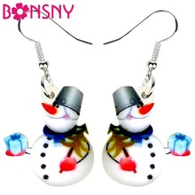 Bonsny-pendientes acrílicos de dibujos animados para mujer y niña, aretes de muñeco de nieve de Navidad, colgantes, decoración de Navidad, disfraces, joyería, accesorio de regalo 2024 - compra barato