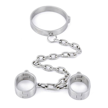 Stainless Steel Neck Collar Handcuffs With Chain Hand Cuffs Choker Restraints Fetish Slave BDSM Adult Game Sex Toy for Women Man 2024 - buy cheap