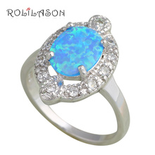 Delicate design Blue fire Opal stamped Silver Zirconia Rings fashion jewelry USA size #6.75 #7.75 OR460 2024 - buy cheap