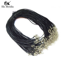 50pcs/lot 18inch Black Leather Cord Necklace String 2mm With Clasp Diy Jewelry Making Materail Jewelry Accessories Fittings NC-2 2024 - buy cheap