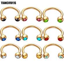 TIANCIFBYJS 316L Surgical Steel CZ Gem Beze Set Gold Nose Ring Horseshoe Hoop Piercing Nose Body jewelry 50pcs mix 10 color 2024 - buy cheap
