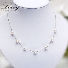 Natural Pearl Necklace 925 Sterling Silver Chain Necklace, Real Freshwater Pearl Chockers Necklace For Girl Wedding Gift 2024 - buy cheap