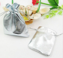 200 шт., женские винтажные серебряные сумки на шнурке, 9 х12 см 2024 - купить недорого