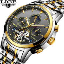 LIGE Mens Watches Business Waterproof Automatic Machinery Top Brand Watch Mens Military Sport Full Steel Clock Relogio Masculino 2024 - buy cheap