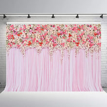 Розовый 3d цветок фоны крещение Цветочные товары для вечеринки свадебный душ фото фон украшения стола для девочки день рождения B90 2024 - купить недорого