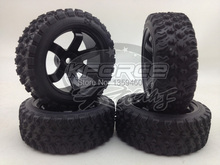 Neumático de nuevo diseño, 4 Uds., 1/10 neumáticos de Rally (Fighter), llanta de rueda de 6 radios (Material negro), apto para neumático de coche de Rally 1:10 1/10 2024 - compra barato