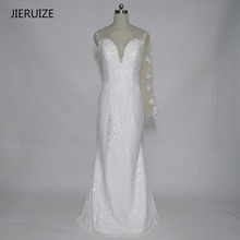 JIERUIZE White Sequin One Long Sleeve Mermaid Long Evening Dresses Long Prom Party Dresses vestido de festa robe de soiree 2024 - buy cheap