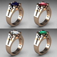 Boho Female Green Blue Red Stone Ring Rose Gold Color Love Wedding Bands Star Ring Promise Engagement Rings For Women 2024 - buy cheap