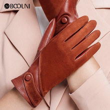 Genuine Leather Gloves Fashion Women Suede Sheepskin Glove Thermal Winter Velvet Lining Driving Gloves NW563-9 2024 - buy cheap