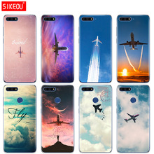 Silicone Case Capa Do Telefone Para Huawei Honra 7A PRO 7C Y5 Y6 Y7 Y9 2017 2018 Primeiro o avião voando para o pôr do sol 2024 - compre barato