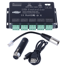 12 каналов, DMX-декодер, RGB-контроллер, DMX-декодер, DC 5 в-24 в, с USB-контроллером и драйвером, светодиодная лента 2024 - купить недорого