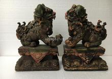 Pair 10'' chinese wucai pottery and porcelain auspicious beast foo dogs lion 2024 - buy cheap