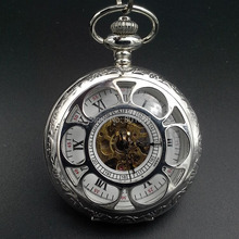 Luxury See Through Wind Up Mechanical White Dial Mens Pocket Watch New Nice Gift Wholesale Price H179 2024 - buy cheap