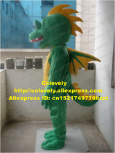 Dragão verde bonito dinossauro mascote traje mascote mascote dino phytodinosauria com grandes olhos amarelos dentes muito afiados no.1165 navio livre 2024 - compre barato